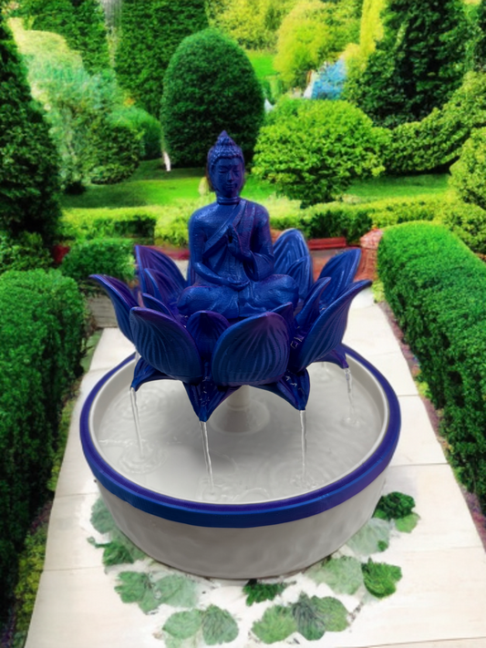 Buddha in Bloom Tischbrunnen – Einzigartiger 3D-gedruckter Wasserbrunnen für Zuhause