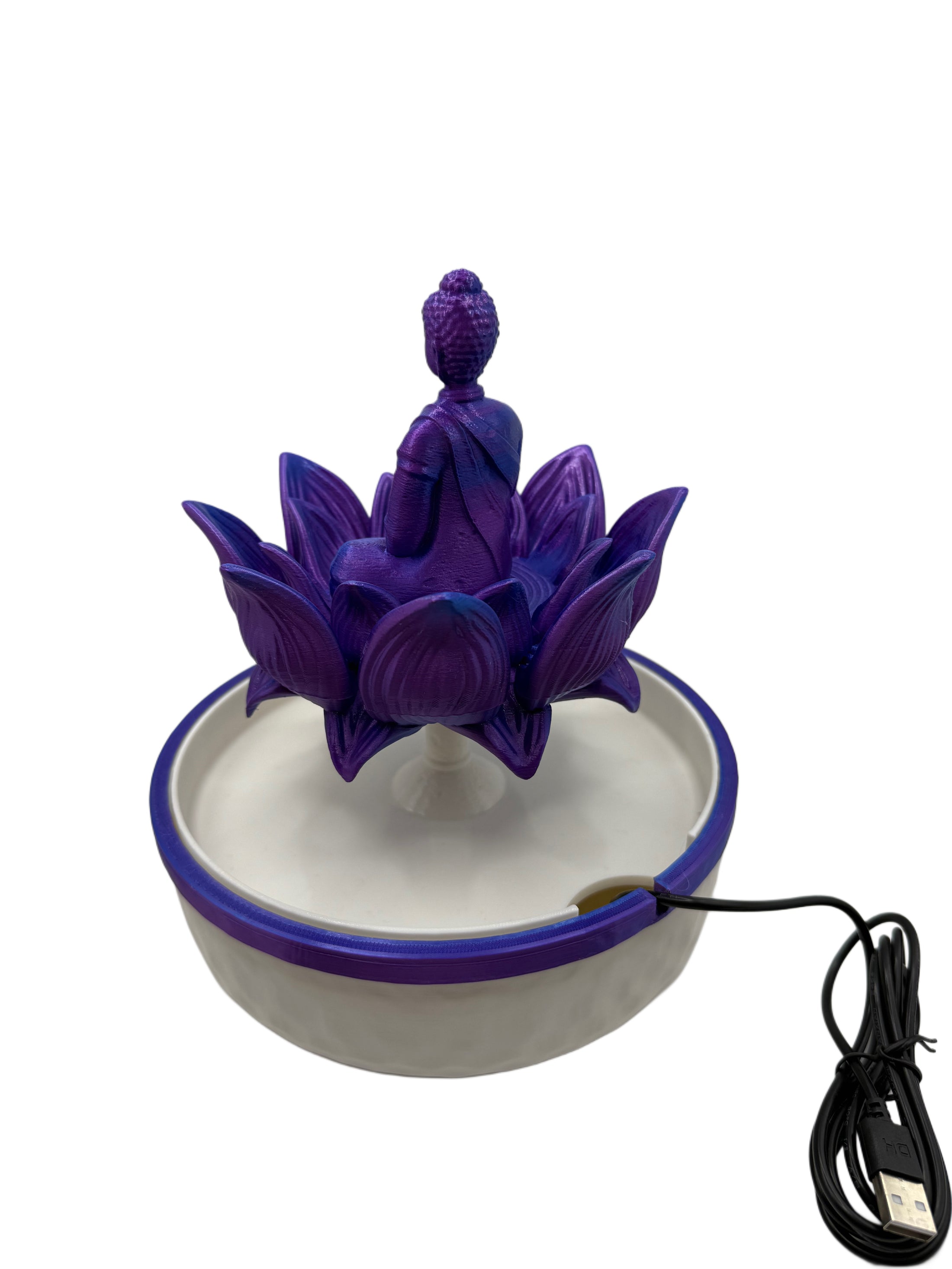 Buddha in Bloom Tischbrunnen – Einzigartiger 3D-gedruckter Wasserbrunnen für Zuhause
