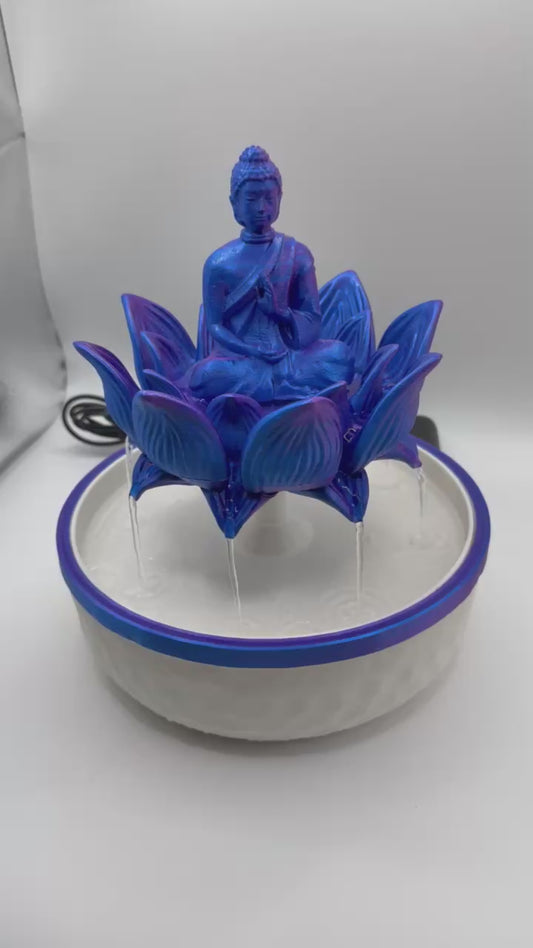 Buddha in Bloom Tischbrunnen – Einzigartiger 3D-gedruckter Wasserbrunnen für Zuhause
